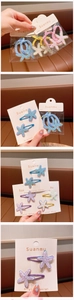 Close-up of glitter starfish hair clips and hair ties in pastel colors on a card