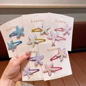 Cute Starfish Glitter Hair Clips Colorful Sea Star Hair Ties For Girls Sweet Hairpins Children Hair Accessories