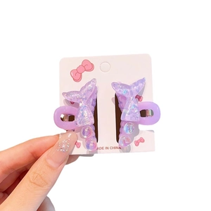 Lot de deux pinces à cheveux en queue de sirène violette avec paillettes laser irisées