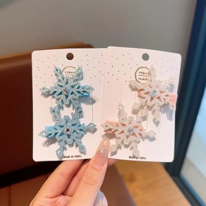 Fermagli per capelli a fiocco di neve scintillanti in azzurro e rosa per bambine con glitter