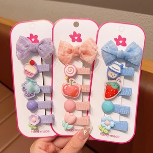Kinderen Stof Kunst Cartoon Fruit Bloem Haarclips Eendensnavelclips Assorti Kleuren Meisjes Haaraccessoires