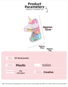 Kit per gioielli fai da te a forma di unicorno con perline colorate 16x10cm