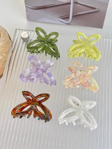 Close-up of butterfly claw clips in six colors made of high-quality acetate material