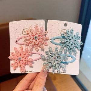 Fermagli per capelli a fiocco di neve con glitter e strass scintillanti per bambine