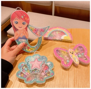 Set perline colorate fai-da-te in scatole sirena e farfalla per gioielli per bambini