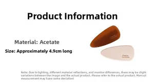 Détails des barrettes gouttes en acétate coloris ambre et blanc crème avec les mesures
