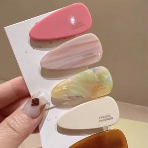 Barrettes à Cheveux Élégantes en Acétate Goutte d'Eau Style Coréen Fait Main Marbré Pinces Bec de Canard Accessoires Cheveux Femme
