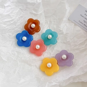 Pinces à Cheveux Florales Douces Dopamine Avec Künstliche Perle d'Imitation Résine Florale Pinces à Bec de Canard Pour Femmes Filles Accessoires de Cheveux Mignons