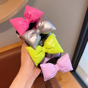 Korean Style 3D Puffy Bow Hair Claw Clips For Girls Little Kids Princess Hair Clips Lovely Quilted Fabric Bun Updo Hair Accessories