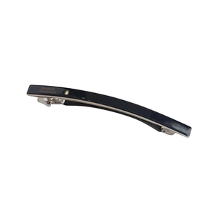Minimalist navy blue acetate hair clip with France Handmade text and metal spring bar