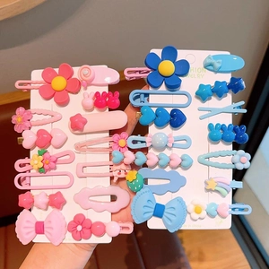 Coffret de pinces à cheveux mignonnes pour filles, motifs fleurs et animaux, tons variés