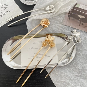 Vintage Alloy Flower Butterfly Hair Stick Gold Silver U-Shaped Metal Hair Fork For Women Daily Wedding Hair Jewelry