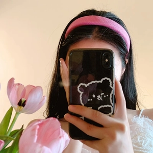Pink French style thick sponge headband with woven texture for high cranial top look