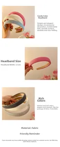 Detailed close-up showing 2.5cm width of French style sponge fabric padded headbands
