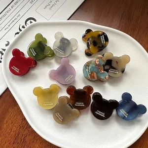 Acetate Bear Silhouette Mini Hair Claw Clip French Retro Animal Shape Hairpin For Women Daily Hair Styling Accessory