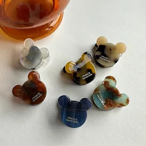 Set of 6 Mickey silhouette acetate hair claws in assorted tortoiseshell and marble patterns