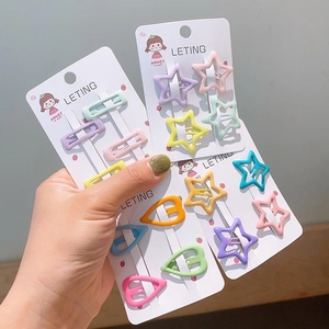 Kids Candy Color Star Heart Hair Clips For Girls Matte Alloy Hair Pins Macaron Hair Accessories Collection