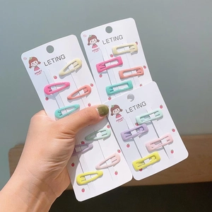 Colorful macaron star hair clips for girls set on display cards for daily hair styling