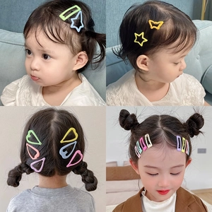 Kids colorful star hair clips set in matte candy colors for girls' hairstyles