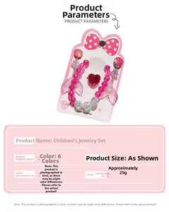 Kinderschmuck-Set mit Meerjungfrau-Motiv, rosa Harzperlenarmband und Ohrringen