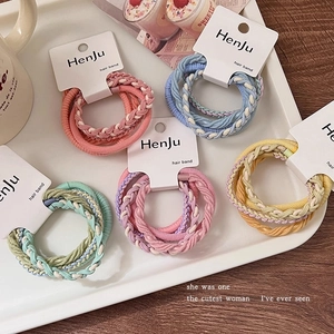 High Elastic Candy Color Fabric Hair Ties Collection Braided Scrunchies For Girls Women Handmade Fashion Headwear Accessories