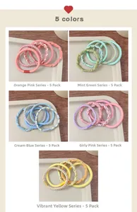 Detailed grid view of high-elasticity candy-colored hair bands set in 5 different textures
