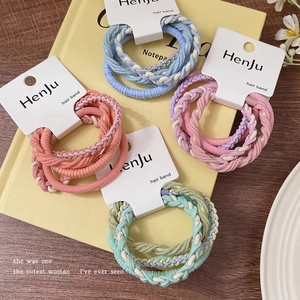 Elastic candy-colored hair tie set for girls in pink, blue, and purple tones