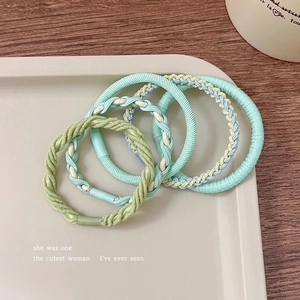 Detailed view of woven macaron color hair ties in high elasticity nylon fabric