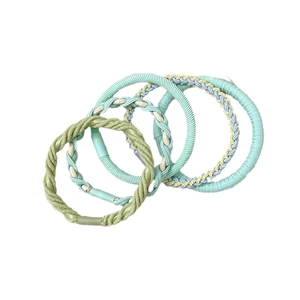 5-piece high-elastic candy-colored hair tie set in mint green and light blue tones