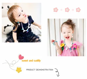 Detail of colorful mermaid tail beads and shell pendants on kids jewelry set