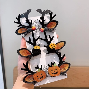 Halloween Kids Antler Hair Clips Pumpkin Ghost Bat Designs Funny Party Hairpins For Girls Festive Hair Decoration Accessories