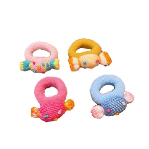 Set di 4 elastici per capelli in maglia fatti a mano per bambina con decorazioni a caramella