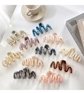 Lot de 12 pinces à cheveux ondulées aux textures marbrées et tons pastel