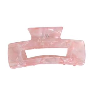 Pink marble texture acetate hair claw clip with rectangular hollow design for women
