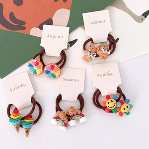 Kinder Niedlich Cartoon Haargummis Set Bunte Sonnenblume Eisbär Schleife Hochelastische Haarbänder Für Mädchen Tägliche Haarschmuck