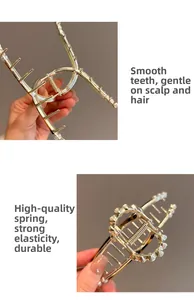 Detail of smooth claw teeth and strong torsion spring of the metal hair clip