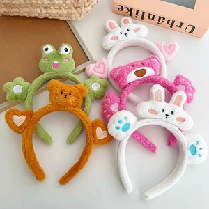 Simpatica Fascia in Peluche con Animali Cartoni Animati per Donna Trucco Lavaggio Viso Bambola 3D Rana Orso Coniglio Accessori Capelli