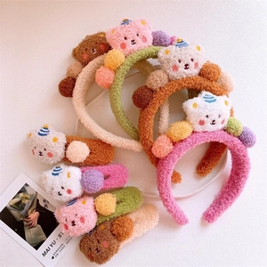 Süße Plüsch Pudding Bär Haarklammer Süßes Stirnband Für Damen Mädchen Weich Lammwolle Ball Cartoon Tier Haarschmuck