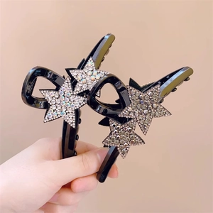 Lot de pinces à cheveux étoiles avec strass en acrylique noir pour coiffure chic