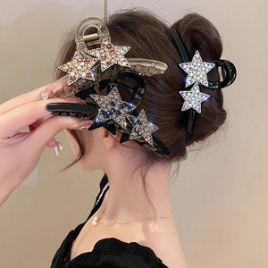 Pince à Cheveux Élégante Étoile en Strass pour Femmes Pince à Cheveux Étoile en Acrylique Vintage Accessoires de Cheveux Étincelants