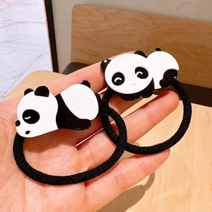 Cute cartoon panda elastic hair ties for girls high ponytail styling accessories