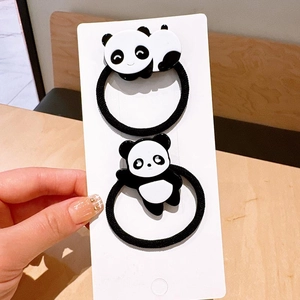 Cute cartoon sleeping panda hair ties set with high elasticity for ponytails