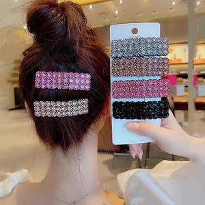 Elegante Strass Schleife Rechteckige Haarspangen Für Damen Koreanische Mode Kristall BB Clip Seitenhaarnadeln Metall Barrettes Haarschmuck