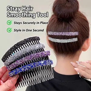 Peignes à cheveux étincelants avec strass pour coiffer et fixer les cheveux en quatre couleurs