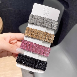 Funkelndes Strass-Haarspangen-Set in Rechteckform in Silber, Gold, Rosa und Schwarz