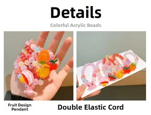 Detailansicht der bunten Acrylperlen und elastischen Kordel für Kinder-Halsketten
