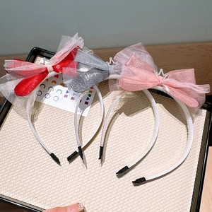 Lace bow headbands for girls featuring rhinestone crown details and non-slip teeth grip