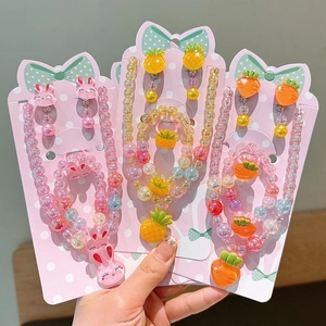 Kinder Cartoon Obst Tier Schmuck Halskette Armband Ring Ohrringe Bunte Acrylperlen Für Mädchen Prinzessin Kostüm