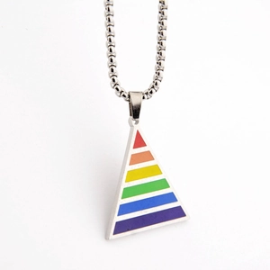 Rainbow triangle pendant necklace in stainless steel for LGBTQ+ pride and daily fashion