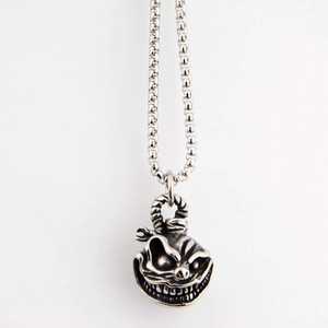 Gothic hip hop titanium steel necklace with a vintage smiling skull demon pendant
